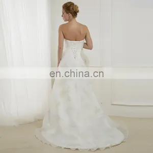 EB1277 Marvelous Sweetheart Diagonal Pleat Embroidery Neck and Hem Tulle Skirt Wedding Dress thumbnail-2