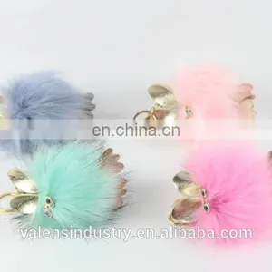 Hot Sales Wholesale Fluffy Faux Fox Fur Pom Poms Keychain Bird Shape Pom Pom Ball Pendant for Woman Cellphone/handbag/hats/Car thumbnail-5
