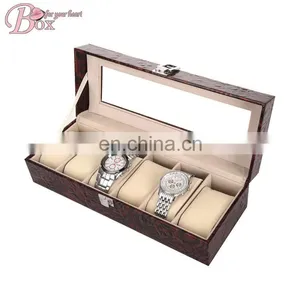Brown Rectangle Wrist-watches Box With Mirror thumbnail-1