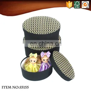Oval Black and White Lace TC Fabric Doll Toy Clothes Jewelry Daily Sundries Storage Box With Black Lid thumbnail-6