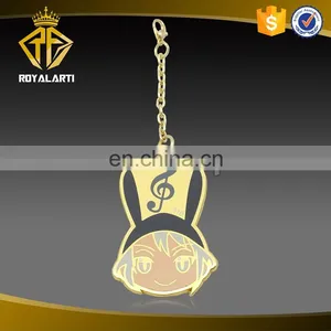 Custom Cartoon Hard Enamel Keychain in Gold Plating thumbnail-1