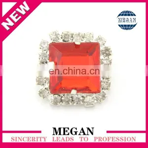 Flatback Square Shape Silver Rhinestone Crystal Button thumbnail-5
