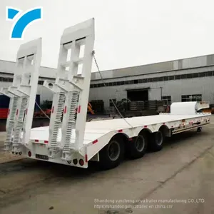 Made in China Gooseneck Low Platform Semi Low Flatbed Trailer Lowbed Truck Trailer for Sale thumbnail-5