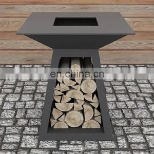 Custom Made Fireplace Corten Steel BBQ With Wood Storage thumbnail-2