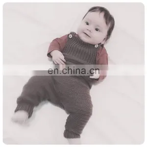 Latest Design Pink Knitted Jumpsuits 100% Cotton Kid Girl Knitted Pants On SALE 2020 Knitted Overall thumbnail-3