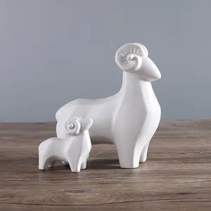 Black And White Sheep Animol Matte Hand Made Ceramic Decoration For Home Hotel Table thumbnail-3