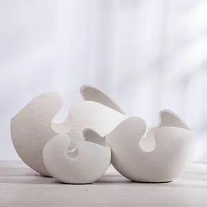 Nordic Modern Elegant Style White Eggshell Creative Ceramic Flower Vase Decoration For Home Table thumbnail-3