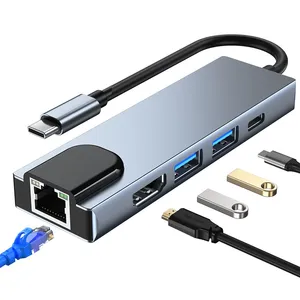 Type-C Docking Station Type-C to HDMI Gigabit Network Port RJ45 Five in One HUB thumbnail-4