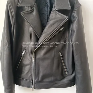 NEW ARRIVAL 2022AW MEN'GENUINE COWHIDE LEATHER MOTO JACKET thumbnail-1