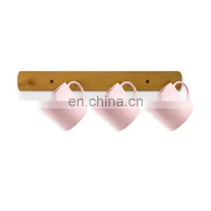 Durable 5 Hooks Modern Bamboo Wall Mounted Coat Hat Rack Bamboo Entryway Hanger thumbnail-1