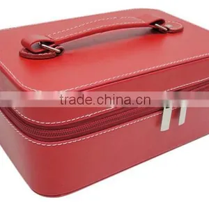 Red Leather Cosmetic Box,Jewelry Storage Case,Makeup Travel Case thumbnail-2