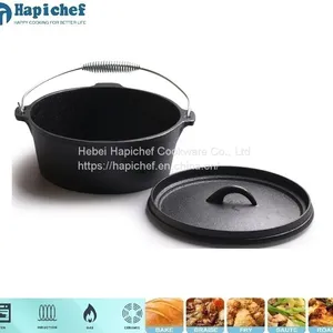 Hapichef Outdoor Cooking Camp Cookware Pre-Seasoned Cast Iron Dutch Oven thumbnail-2