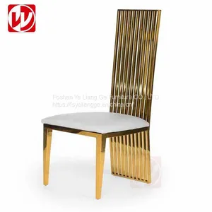 Hotel Restaurant Furniture Used Gold Stainless Steel Banquet Chair Heart Back Design Wedding Chairs thumbnail-4