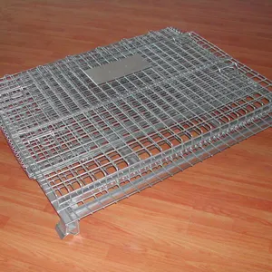 Good Quality Logistics Collapsible Stackable Folding Foldable Pallet Metal Steel Wire Mesh Container Storage Cages For Warehouse L1200*W1000* H890 thumbnail-3