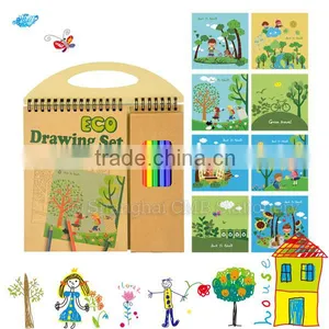 Eco Friendly Drawing Book Cover With Newspaper Pencil Art Coloring Stationery Set thumbnail-2