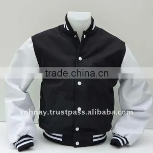Black and White Varsity Jacket Letterman Baseball Jacket thumbnail-1