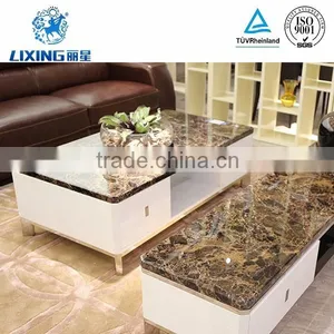 Living Room Furniture Marble Top Modern Teapoy Table thumbnail-1