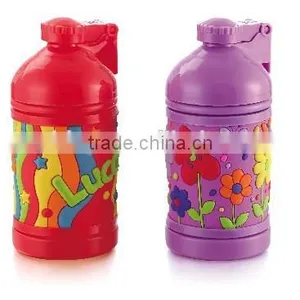 2016 Promotional New Design Dome Lid Custom PVC Figure Kids Bottle With Straw 350ml thumbnail-3
