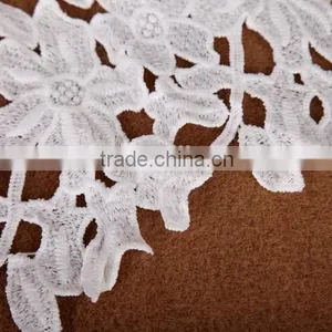 Premium Water Soluble Lace Flower Skirt The Milk Silk Lace Fabrics Small Leaves Embroidery Fabric thumbnail-4