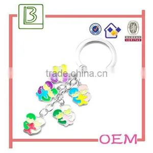 Custom Metal Alloy Silver Tone Enamel Cartoon Figure Keychain thumbnail-3