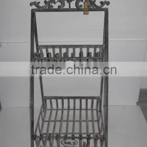 110294DA-T Recycled Two-tier Garden Decorative Metal Flowerpot Rack or Tray Holder thumbnail-1