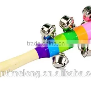 Baby Rainbow Toy Kid Pram Crib Handle Wooden Activity Bell Stick Shaker Rattle thumbnail-4