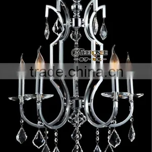 Contemporary Silver Chrome Crystal Chandelier Pendant Lamp 5 Light Chandelier Crystal Light Fixture thumbnail-1