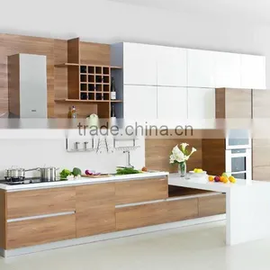 Modern Wooden Color Melamine Kitchen Cabinets thumbnail-1
