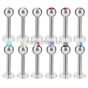 316L Surgical Stainless Steel Gem Labrets thumbnail-1