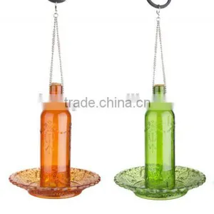 Coloured Glass Birdseed Feeding Bottle thumbnail-2