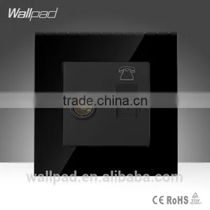 2015 China New Products Wallpad Luxury Black Crystal Glass Television & Telephone Outlet Wall Light Electric Switch Socket thumbnail-1