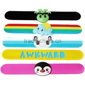 Kids Gift Cartoon 3D Animal Design Custom Silicone Rubber Slap Wristbands Snap on Bracelets thumbnail-1