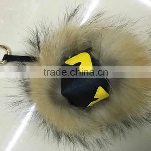 Hot Fashion Raccoon Fur Accessories Monster Fur Keychain Leather Keychain Fur Pompoms thumbnail-2