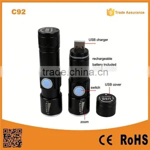 C92 Build in Battery Promotional USB Charger Emergency Rechargeable Flashlight thumbnail-1