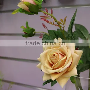 Two Heads Real Touch Roses Flower Artificial Flowers Roses Silk Flowers Wedding thumbnail-6