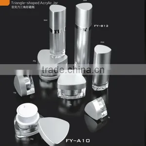 Triangular Empty Acrylic Cream Jar and Lotion Pump Bottle for Cosmetic Packaging thumbnail-2