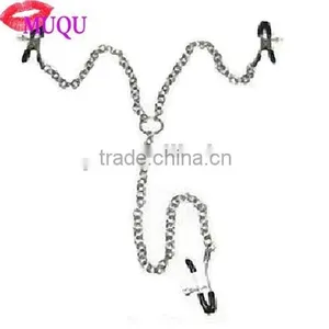 Sex Toy Metal 3 Nipple Clamps With Silver Chain thumbnail-1