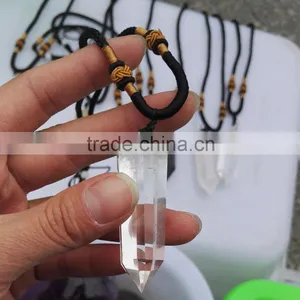 Natural Rock Clear Crystal Obsidian Amethyst Smoky Quartz Gemstone Point Crystal Pendant thumbnail-5