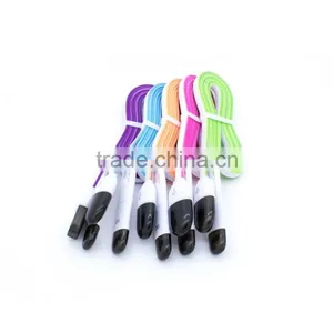 Colorful Flat Cord 2 in 1 Usb Cable for Iphone Samsung Huawei OPPO MEIZU thumbnail-6