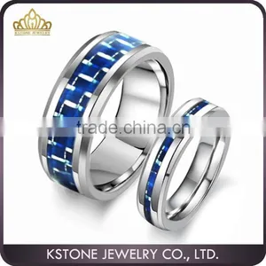 KSTONE 2015 New Fashion Blue Carbon Fiber Inlay Tungsten Ring,Tungsten Couple Wedding Rings thumbnail-1