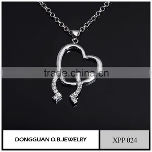 Crystal Necklace Pendant, Fashion LOVE Shape Pendant Jewelry With Imitation White Gold Plated thumbnail-1