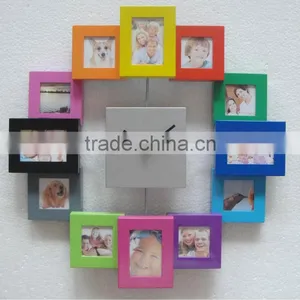 Fashional Decorative Wall Clock With 12 Colorful Photo Frames thumbnail-1