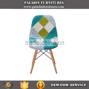 2015 Simple Fabric Patchwork Leisure Side Chair WoodLeg Eiffel Base thumbnail-1