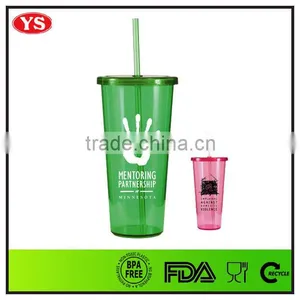 24oz Bpa Free Single Wall Plastic Reusable Cup With Straw thumbnail-1