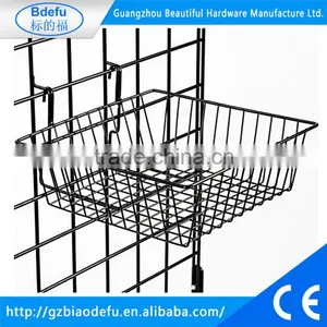 12" x 12" Square Metal Gridwall Basket With Rear Mounted Hooks thumbnail-1