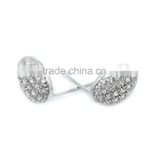Pave Setting 925 Sterling Silver Cubic Zirconia Elegant Stud Earrings thumbnail-2