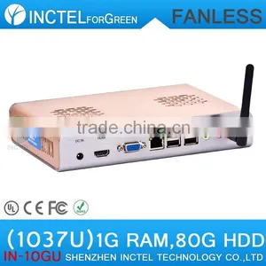 Mini pc With Intel Celeron 1037U Fanless Mini PC Alluminum Directx11 1G RAM 80G HDD Mini PC 12v thumbnail-2