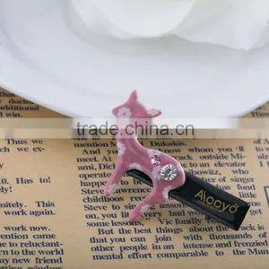 Colored Sika Deer Decoration Hair Slide Handmade Metal Clip Kids Rhinestone Plain Hair Clip thumbnail-5