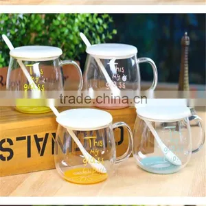 High Borosilicate Material Creative Fruit Glass Cup With Ceramic Spoon and Lid for Restaurant thumbnail-1