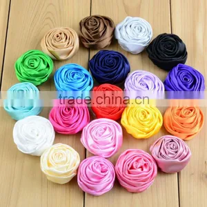 Satin Chiffon Rose Flower Wedding Dress Flower Appliques thumbnail-1